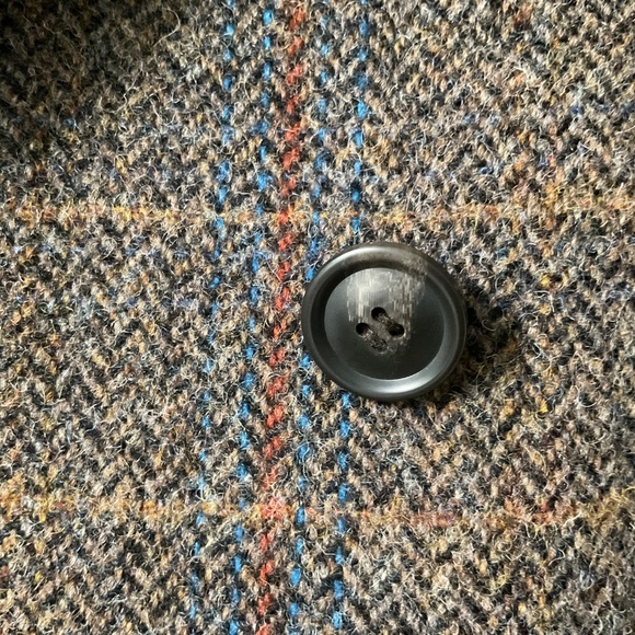 Uniqlo Double Breasted Long Coat Wool Blend Brown Herringbone w/ Check Size M - Picture 16 of 16